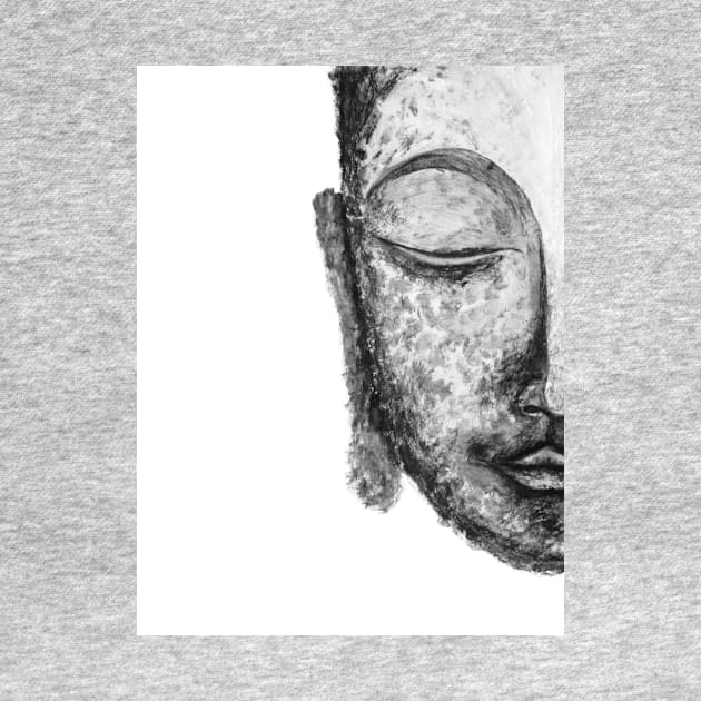 Black white Buddha painting by WhalesWay